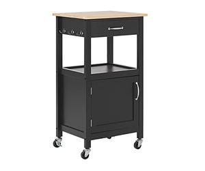 Beliani Chariot Desserte de Cuisine à roulettes avec Armoire et 1 Tiroir MDF Noir Siena