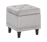 Beliani Coffre de Rangement au Style Chesterfield en Velours Gris Clair pour Intérieur Glamour