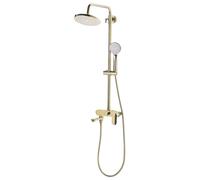 BELIANI Colonne de douche dorée avec douche à effet de pluie, haute brillance, salle de bain moderne et glamour