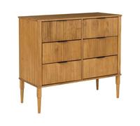 Beliani Commode à 6 Tiroirs Marron Clair Bois de Pin 6 et Pieds | Scandinave, Cirage, À assembler entièrement, 100 x 45 x 90 cm