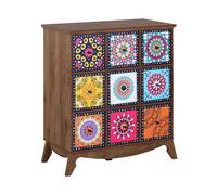 Meuble de Rangement au Style Boho composé de 9 Tiroirs avec Motifs Psychédéliques différents 92 cm de Hauteur Beliani