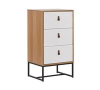 Beliani - Commode - Nueva - 3 Tiroirs, en MDF, Effet Bois Clair et Blanc