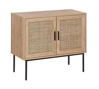 Beliani - Commode - Pasco - 2 Portes, en Panneau de Particules et Rotin, Bois Cl