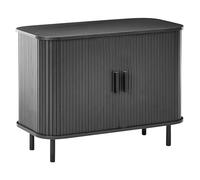 Beliani Commode Rétro Pieds en Métal Portes Coulissantes MDF Noir Bradley