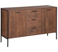 Beliani - Commode - Tifton - en Métal et Panneau Imitation Bois, Noir et Bois Fo