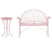 Beliani - Ensemble Banc de Jardin et Table d'Appoint - Cavinia - en Métal, Rose