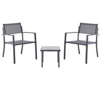 Beliani Ensemble Bistrot Gris Foncé Acier pour 2 Personnes Bistro Moderne | Métal, Revêtu de poudre, À assembler entièrement, Pour Extérieur, 35 x 35 x 30 cm