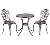 Beliani Ensemble de Balcon en Métal pour Jardin Extérieur Table et Chaises Marron Triora/Andalo