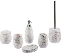BELIANI Ensemble d'accessoires de salle de bains dolomite blanche distributeur de savon moderne porte-savon porte-brosse à dents