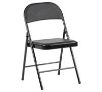 Beliani Ensemble de 4 Chaises Pliantes Cuir PU avec Structure Métallique Assise et Dossier Rembourrés Noir Shasta