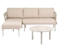 Beliani Ensemble de Canapés d'angle de Jardin 3 Places Beige Aluminium
