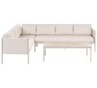 Beliani Ensemble de Canapés d'angle de Jardin 5 Places Beige Clair