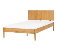 Beliani Ensemble de Chambre Scandinave en Bois de Pin Lit 120 x 200 cm 2 Tables de Chevet et Commode à 6 Tiroirs Marron Clair Ambazac
