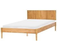 Beliani Ensemble de Chambre Scandinave en Bois de Pin Lit 140 x 200 cm 2 Tables de Chevet et Commode à 6 Tiroirs Marron Clair Ambazac