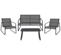 Beliani Ensemble de Jardin 4 Places Canapé et Chaises Style Industriel en Métal Noir Barrea