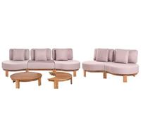 Beliani Ensemble de Jardin en Bois d'Acacia 5 Places avec Table Basse et Coussins en Tissu Beige et Marron Clair Arzello