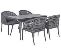 Beliani - Ensemble de Jardin - Lipari - Table et 4 Chaises, en Aluminium Verre