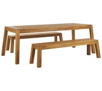 Beliani - Ensemble de Jardin - Livorno - Table et 2 Bancs, en Bois d'Acacia