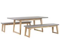 Beliani - Ensemble de Jardin Table avec 2 Bancs en Fibre-ciment et Bois d'A