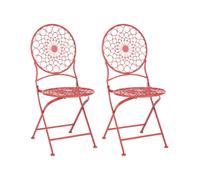 BELIANI Ensemble de meubles de balcon table métal rouge 2 chaises pliantes balcon terrasse résistant aux UV rouille style rétro