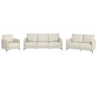 Beliani Ensemble de Salon 6 Places Tapissé en Tissu Style Moderne Pieds en Métal Beige Clair Cilens