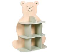 Beliani Étagère pour Enfants en MDF en Forme d'ours à 3 Niveaux Rangement Jouets et Livres Marron Clair et Vert Elwood
