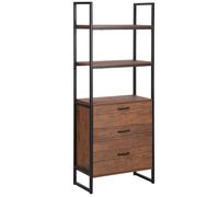 Beliani Étagère Style Industriel Acier Noir et Plateau Imitation Bois 3 Tiroirs