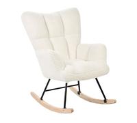 Beliani Fauteuil à Bascule Blanc Bouclé Unicolore Moderne Pieds