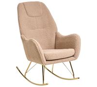 Beliani Fauteuil à Bascule en Bouclé Rembourré Pieds en Métal avec Accoudoirs Beige Gulsele