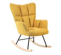Beliani Fauteuil à Bascule Jaune Tissu Unicolore Moderne Pieds