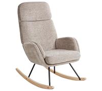 Beliani Fauteuil à Bascule Moderne en Tissu Assise Polyester Pieds Métal Patins en Bois Taupe Kvelia