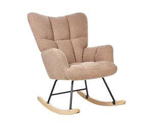 Beliani Fauteuil à Bascule Moderne en Tissu Bou eige Sable et Pieds en Bois Oulu