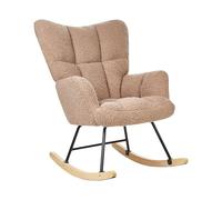Beliani Fauteuil à Bascule Moderne en Tissu Bou eige Sable et Pieds en Bois Oulu