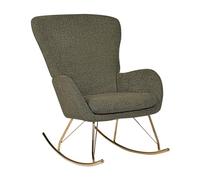 Beliani Fauteuil à Bascule Moderne en Tissu Bouclé Vert Foncé et Pieds Métal Dorés Anaset