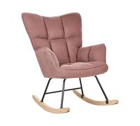 Beliani Fauteuil à Bascule Moderne en Tissu Rose et Pieds en Bois Oulu