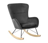 Beliani Fauteuil à Bascule Rétro en Velours Noir Rembourrage de Qualité Supérieure Ellan