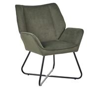 Beliani Fauteuil à Rembourrage Épais avec Assise Profonde Pieds en Acier Revêtement Hydrofuge Velours Vert Foncé Gressela