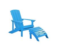 Beliani Fauteuil Bas de Jardin avec Repose-pied Adirondack Bois Synthétique Bleu