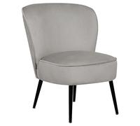 Beliani Fauteuil Bas en Velours Gris Clair sans Accoudoirs Pieds Obliques en Métal Noir Voss