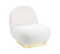 Beliani Fauteuil Blanc à Base Dorée en Tissu Glamour Art Déco Bouclé Rembourré Loviisa