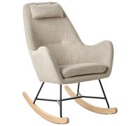Beliani Fauteuil Chaise à Bascule en Tissu Beige Parfaite pour Coin de Lecture ou Salon au Design Scandinave et Moderne