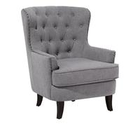 Beliani Fauteuil Chesterfield en Tissu Gris Clair Haut Dossier à Clous Pieds Courbes Viborg