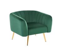Beliani - Fauteuil Club Cabriolet en Velours et Acier, Vert Foncé et Doré