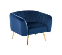 Beliani Fauteuil Club Cabriolet Tapissé en Velours Bleu Foncé avec Pieds en Acier Doré Design Tendance pour Chambre ou Salon Glamour Vintage
