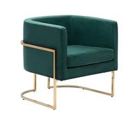 Beliani Fauteuil Club Cabriolet Tapissé en Velours Vert Foncé avec Structure en Acier Doré Design Tendance pour Chambre ou Salon Glamour Vintage