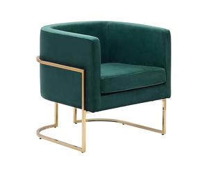 Beliani Fauteuil Club Cabriolet Tapissé en Velours Vert Foncé avec Structure en Acier Doré Design Tendance pour Chambre ou Salon Glamour Vintage