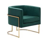 Beliani - Fauteuil Club - Sirkka - en Velours et Acier, Vert Foncé et Doré