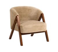 Beliani Fauteuil d'Appoint Moderne Pieds en Bois d'Hévéa Meuble de Salon Fausse Fourrure Beige Skei