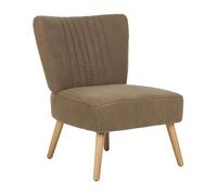 Beliani Fauteuil d'Appoint Moderne sans Accoudoirs avec Coutures Verticales en Tissu Bouclé Marron Vaasa