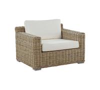 Beliani - Fauteuil de Jardin - Ardea - en Rotin, Marron Clair, Coussins Blanc Ca